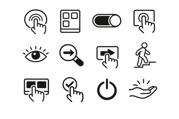 Senior icons interaction elder button tap vector design comfort tech ease icon