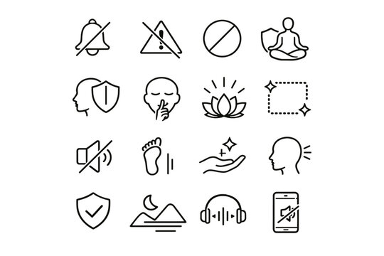 Icon mute alert calm mental quiet icons distraction silent safety vector focus