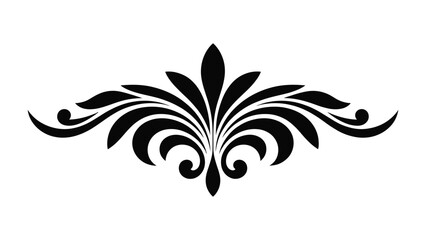 Elegant Flourish in Black: A symmetrical flourish ornament in black, evoking classic elegance and artistic charm.