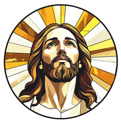 Resurrection of Jesus Modern Stained Glass Vector.