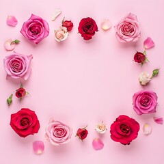 A lovely collection of colorful rose blossoms forming a beautiful heart shape on a clean white background