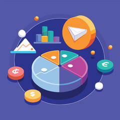 Analyzing financial growth and telegram data with charts coins and circular diagrams