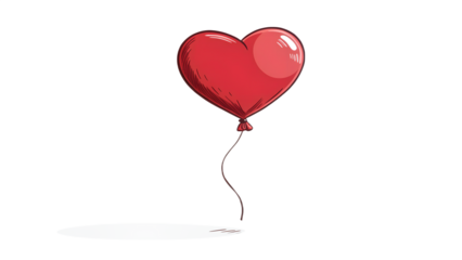 Cute Red Heart Balloon Valentine Love Kawaii Illustration balloon, heart, red, valentine, love, kawaii, cute, romantic, floating, helium, string, celebration, party, gift, romance, affection, sweet,