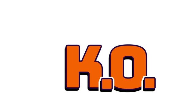 KO pixel art game knockout text animation isolated on transparent background retro eight bit video game style
