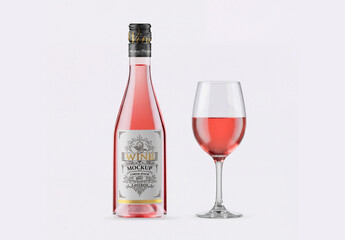 Premium Rose Wine Bottle Mockup