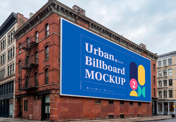 Wall billboard urban mockup