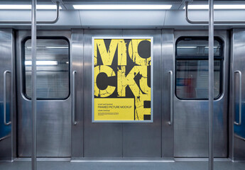 Subway train interior poster mockup