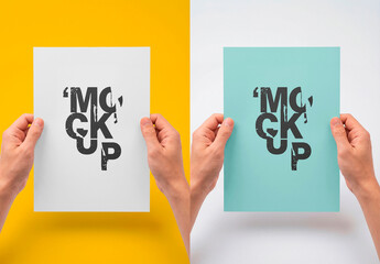 Hands holding blank paper sheet