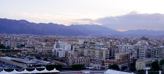 Panoramic aerial view of the city of Palermo, Sicily, Italy.