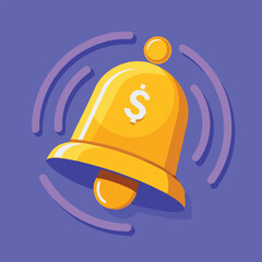 A golden bell with a dollar sign indicating financial notifications or alerts