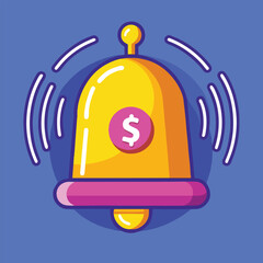 A vibrant yellow bell illustration featuring a dollar sign indicating a financial notification