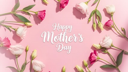 Fototapeta premium Happy mother's day wishes greeting card with beautiful flowers