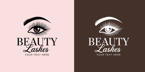 Stylish dual-toned eyelash logo design showcases elegance and beauty, perfect for a beauty business focusing on eyelash extensions and makeup artistry.