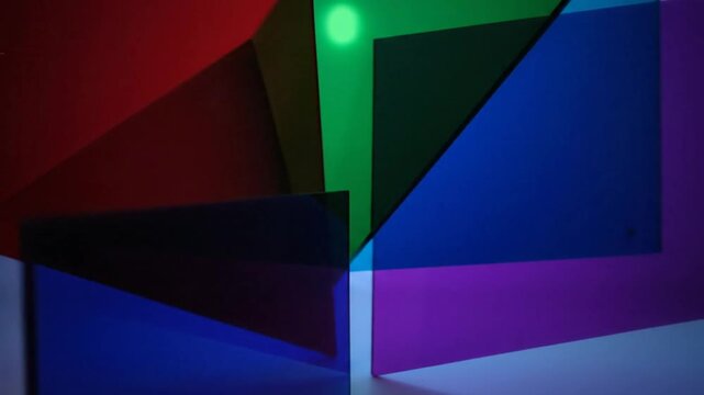 Creative geometric vector template featuring an abstract colorful background of 3d origami squares and rainbow triangle patterns for a modern business art illustration