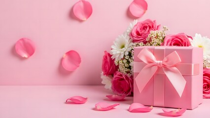 Happy mother's day gift ideas pink roses and bouquet for mom