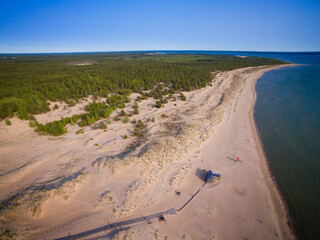 Aerial view of beautiful Yyteri beach in the city of Pori, Finland