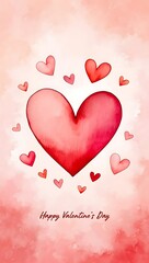 Floating red hearts and sparkling bokeh lights on a vibrant gradient background for love themes
