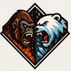 Magma Gorilla vs Arctic Polar Bear Esports Mascot Logo Vector