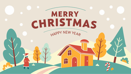 winter landscape with houses