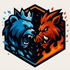 Frost Bear vs Flame Boar Esports Mascot Logo Vector