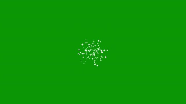 White glowing glitter particle trail with magic sparkles and twinkle stars, fairy dust shimmer line, curved star motion, sparkling transition effect, christmas look, green screen background