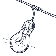 Single Lightbulb Line Art Icon Representing Idea and Innovation