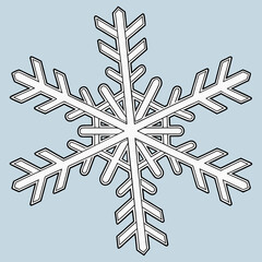 Symmetrical Blue Snowflake Vector Illustration with Geometric Design