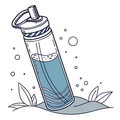 Modern Flat Design Water Bottle Vector Icon for Fitness and Health