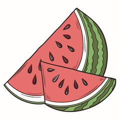 Refreshing Watermelon Slice Vector Illustration with Seeds for Summer