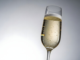 Bubbly drink in tall glass with sparkling effervescence