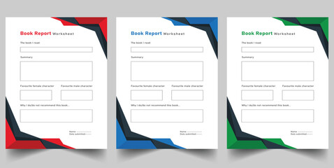 Modern Book Report Templates with Geometric Accents