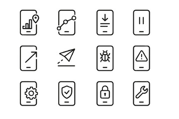 Telemetry crash icon upgrade app event maintenance vector safe analytics mobile flush