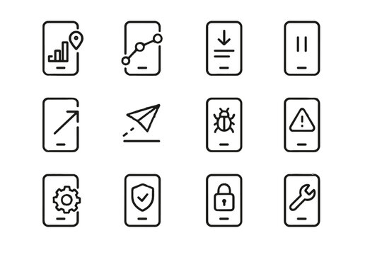 Telemetry crash icon upgrade app event maintenance vector safe analytics mobile flush