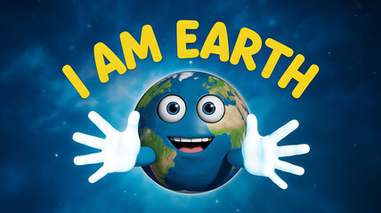 Diverse group of smiling children clean up litter in a vibrant green park on Earth Day