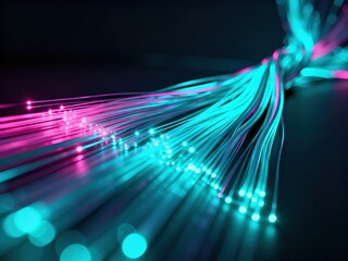 Vibrant Fiber Optic Cables Illuminated.
