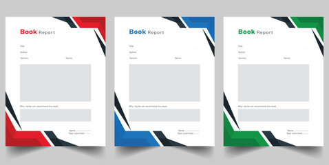 Modern Book Report Templates with Geometric Accents
