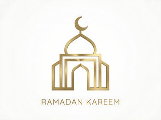 Obraz premium Elegant golden mosque and crescent moon symbol on an isolated white background, perfect for sacred Islamic holiday celebrations