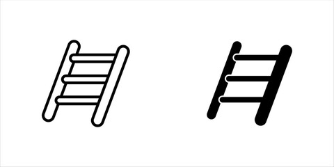 Fototapeta premium Ladder icon in outline style representing climbing, construction, maintenance, and access tools. Suitable for safety, work, and building concepts.