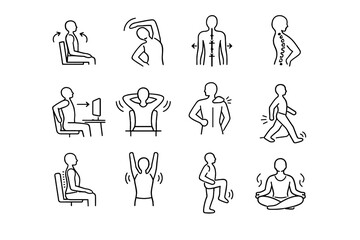 Step cue mindful vector icon physical body posture break comfort awareness release