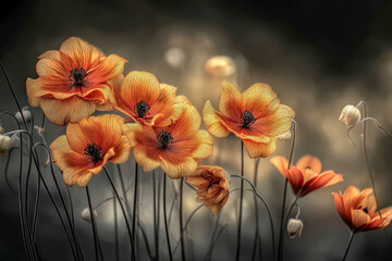 Orange flower blooms,bokeh