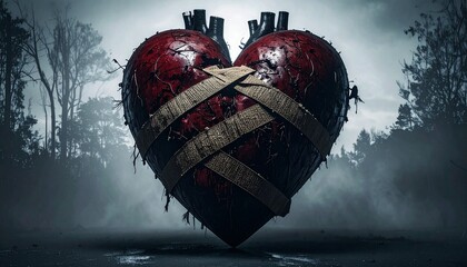 Abstract Mended Heart Art Collection: Vibrant Oil Paintings, Realistic 3D Renders, and Emotional Healing Concepts