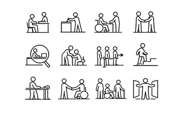 Desk icon focus icons interaction accessible clarity ease vector counter staff service