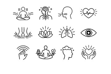 Icons cue regulation icon wellbeing breathing support vector system calm nervous signal