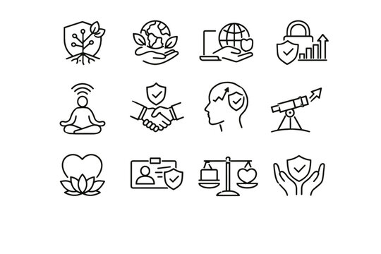 Resilience icon vector philosophy behavior term calm safe cyber online icons hygiene