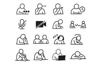 Reduced icon hesitation presence response fatigue online interaction vector participation meeting microphone