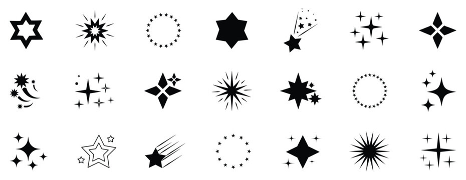 sparkle set. Sparkle star icons. Shine icons. Set of black vector sparkle star icon set. Stars sparkles vector