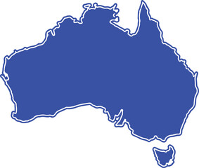 Australia country outline silhouette on transparent background