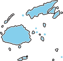 Cartoon map of island with small islands and sea
