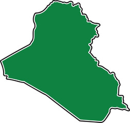 Green map of Iraq on white background