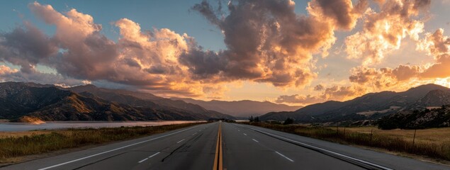 Scenic highway at sunset
